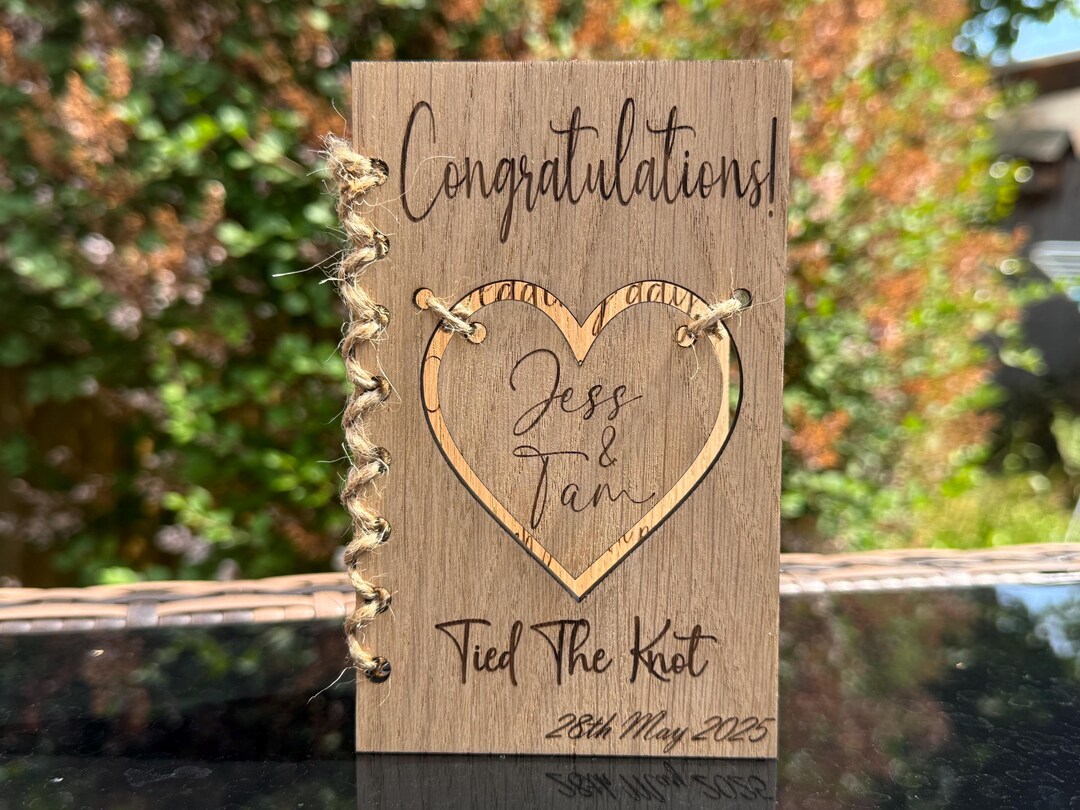 Congratulations Wedding Card Wooden Personalised Card for Couple Mr ...