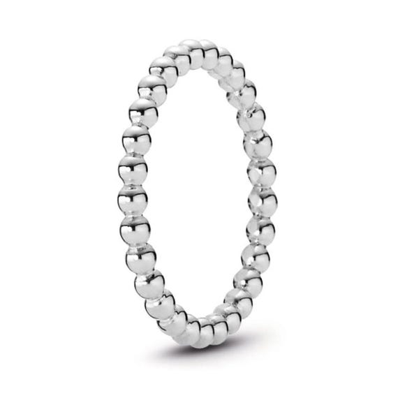 Beaded Ring Sterling Silver Stackable Ring for Ma… - image 2