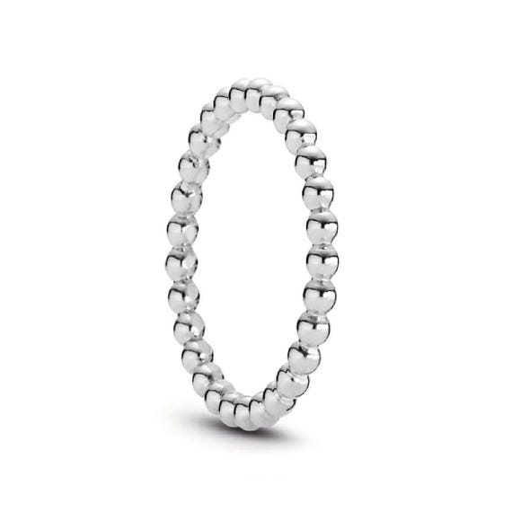 Beaded Ring Sterling Silver Stackable Ring for Ma… - image 1