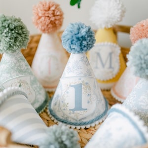Victorian Birthday Hat for boys elegant Party hat for Birthday Photoshoot Boys birthday hat with pom pom Personalized party hat Photography