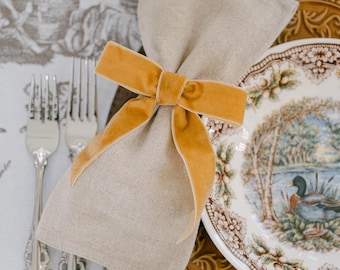 Velvet Bow Napkin Rings | Thanksgiving Table Decor