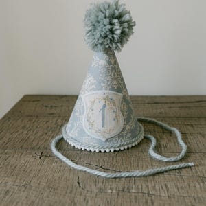 Victorian Birthday Hat for boys elegant Party hat for Birthday Photoshoot Boys birthday hat with pom pom Personalized party hat Photography