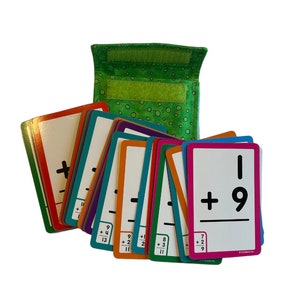 Addition Flash Cards with Fabric Storage Pouch, home schooling, stocking stuffer, elementary addition, teaching games, learning games