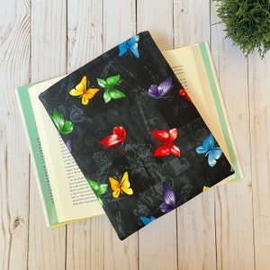 BOOK SLEEVE | colorful butterflies, padded book cover, bookish gift, kindle sleeve, e-reader pouch, tablet cover