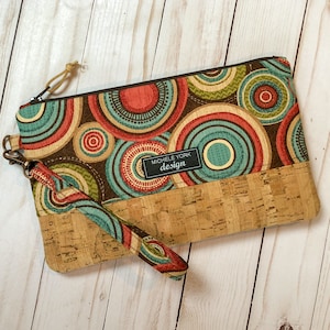 Cartera de mano de corcho, bolso de piel de corcho, cartera de mano con cremallera, monedero de corcho para mujer