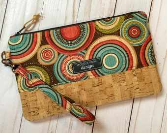 CORK WRISTLET | cork clutch, cork leather bag, zipper wristlet, cork purse for women