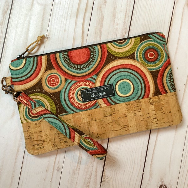 CORK WRISTLET | cork clutch, cork leather bag, zipper wristlet, cork purse for women