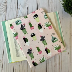 BOOK SLEEVE | cute cactus on pink, padded book cover, bookish gift, kindle sleeve, e-reader pouch, tablet cover