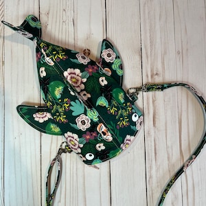 Jade green floral whale shark crossbody bag, shark pencil case, zipper pencil pouch, shark party gift