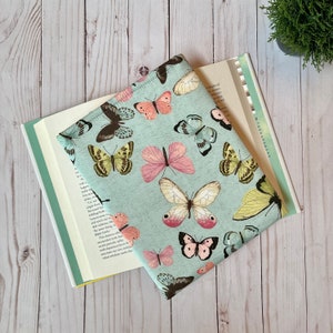 BOOK SLEEVE | aqua butterflies, padded book cover, bookish gift, kindle sleeve, e-reader pouch, tablet cover