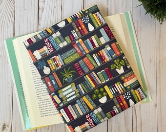 BOOK SLEEVE | blue bookshelves, padded book cover, bookish gift, kindle sleeve, e-reader pouch, tablet cover