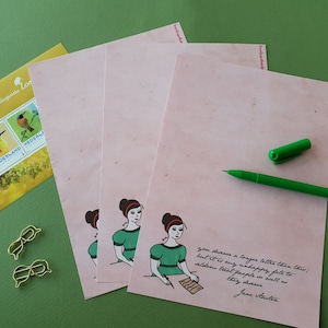 Carta da lettere, scrittura di lettere, cancelleria, carta da scrittura, Jane Austen, rosa, cancelleria, set di scrittura
