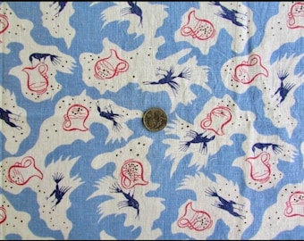 Vintage Feedsack Flour Sack NOVELTY Crow Filling A Water Pitcher w/Stones Whole Piece Antique Cotton Fabric