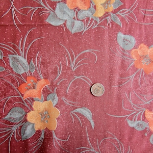 Vintage SHEER Baumwollstoff Rot Floral Nähen 45 "x 4-1 / 2 Meter Voile