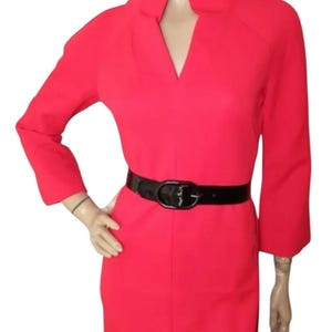 Vintage 1970&#39;s Red Polyester Party Cocktail Disco Evening Midi MCM Dress Small