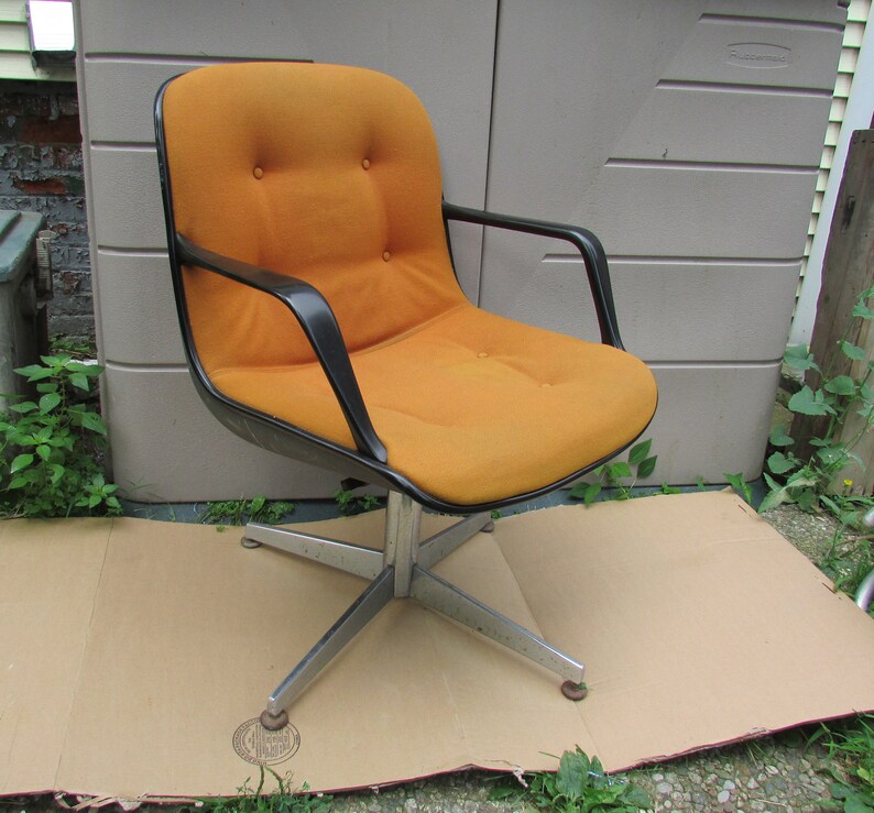 Steelcase Office Modern Chair Vintage Orange Tweed Mid Century Mcm Pollock Style Office Swivel Tilt