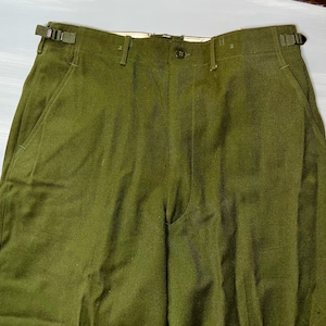 Vintage US Army Green Wool Trousers Field Wool M-1951 Military Surplus Pants 34x30 Excellent