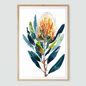 Banksia Breeze Watercolour Print, DIGITAL DOWNLOAD, Australian Native Flowers Botanical, Wall Art Floral Print Flower Poster Flora Printable