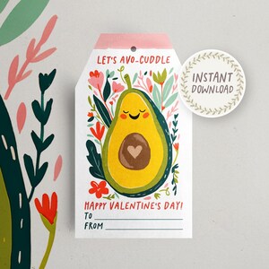 Valentinstag Tag niedlich Lustig Lets Avo Cuddle Valentinstag Geschenk Etikett Kinder Schule niedlich lustig Wortspiel Avocado Leckerbissen Klassenzimmer Digital