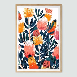 Australian Banksia Wonderland, DIGITAL DOWNLOAD, Native Flowers Botanical Banksia, Wall Art Floral Print Australian Flowers, Flora Printable