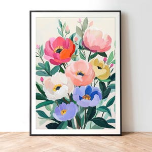 Peony Celebration Painting Print: Pastel Floral Wall Art (Digital Download)