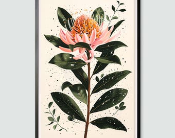Waratah Flower Print: Australian Native Botanical Art (Digital Download)
