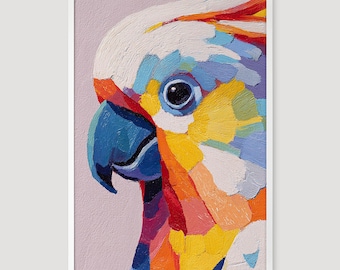 Stampa artistica moderna con ritratto di cacatua, dipinto a guazzo, stampa artistica con uccelli nativi australiani, decorazione da parete per la cameretta dei bambini, stampabile a colori