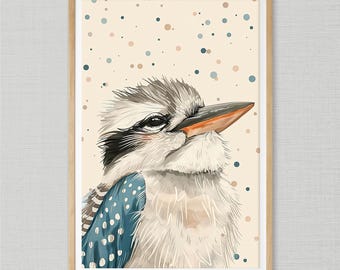 Kookaburra Bird Gaze Druck: Australische Ureinwohner Kinderzimmer Kunst (Digitaler Download)