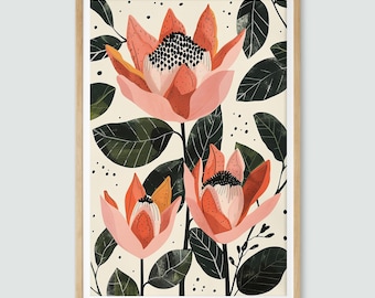 Waratah Flower Illustration: Australian Native Floral Art (Digital Download)