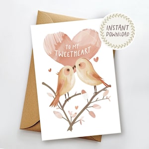 Funny Love You Card To My Tweetheart Cute Romantic Printable Anniversary Card Valentines Day Card for Her Card for Him Card Instant Download