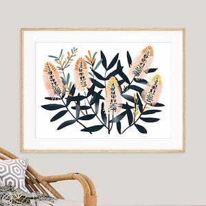 Banksia Peach Perfect Print, DIGITAL DOWNLOAD, Australian Native Flowers Botanical Landscape, Wall Art Floral Print Poster, Flora Printable