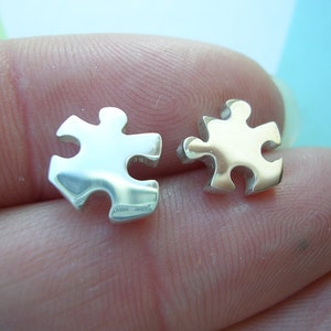 Jigsaw Puzzle Earrings Sterling Silver Argentium Silver Ear Studs image 3