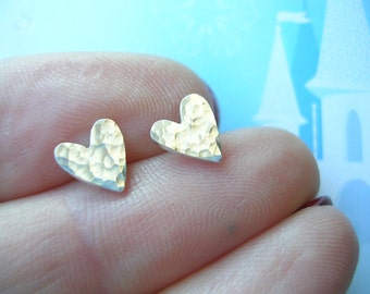 Mini Sterling Silver Shimmer Heart Stud Earrings