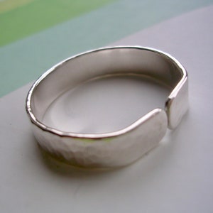 Big Toe Ring Solid Sterling Silver Hammered Shimmer Finish. Shaped Toe Ring for Extra Comfort. image 5