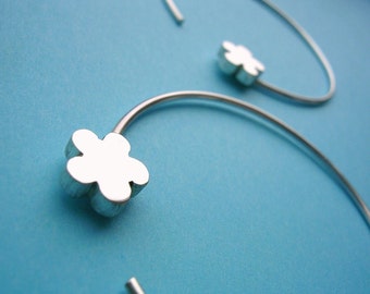 Sterling Silver Hoop Earrings - Flower Hoops - Blossom Hoops - Floral Earrings