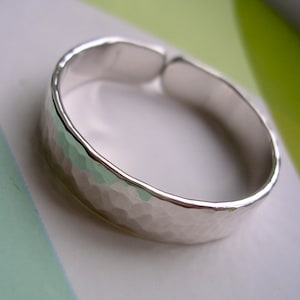 Big Toe Ring Solid Sterling Silver Hammered Shimmer Finish. Shaped Toe Ring for Extra Comfort. image 3