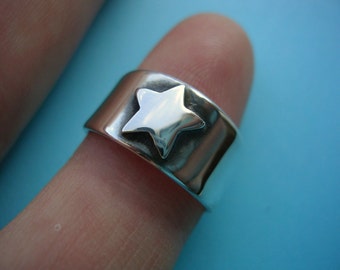 Wide Star Motif Toe Ring | Argentium Sterling Silver