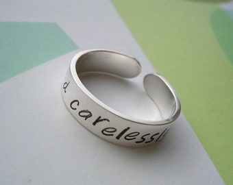 Sterling Silver Message Toe Ring - Tread Carelessly