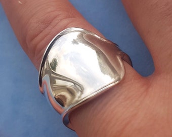 Chunky Sterling Silver Wavy Ring - Recycled Size 7