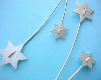 Silver Shooting Stars Earrings - Sterling Silver 925.