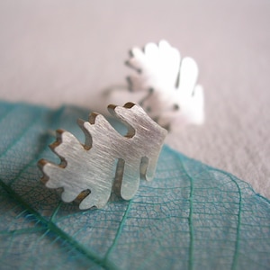 Silver Oak Leaf Stud Earrings - Sterling Silver 925