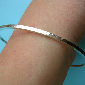 Sterling Silver Narrow Hammered Bangle - Stacking Bangle