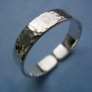 Big Toe Ring Solid Sterling Silver Hammered Shimmer Finish. Shaped Toe Ring for Extra Comfort. image 6