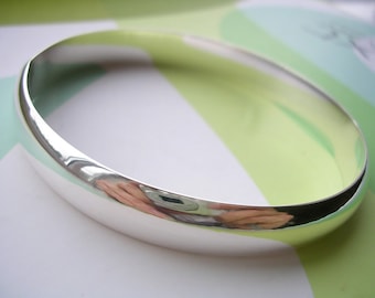 Simple Silver Bangle - Genuine Solid Sterling Silver 925.