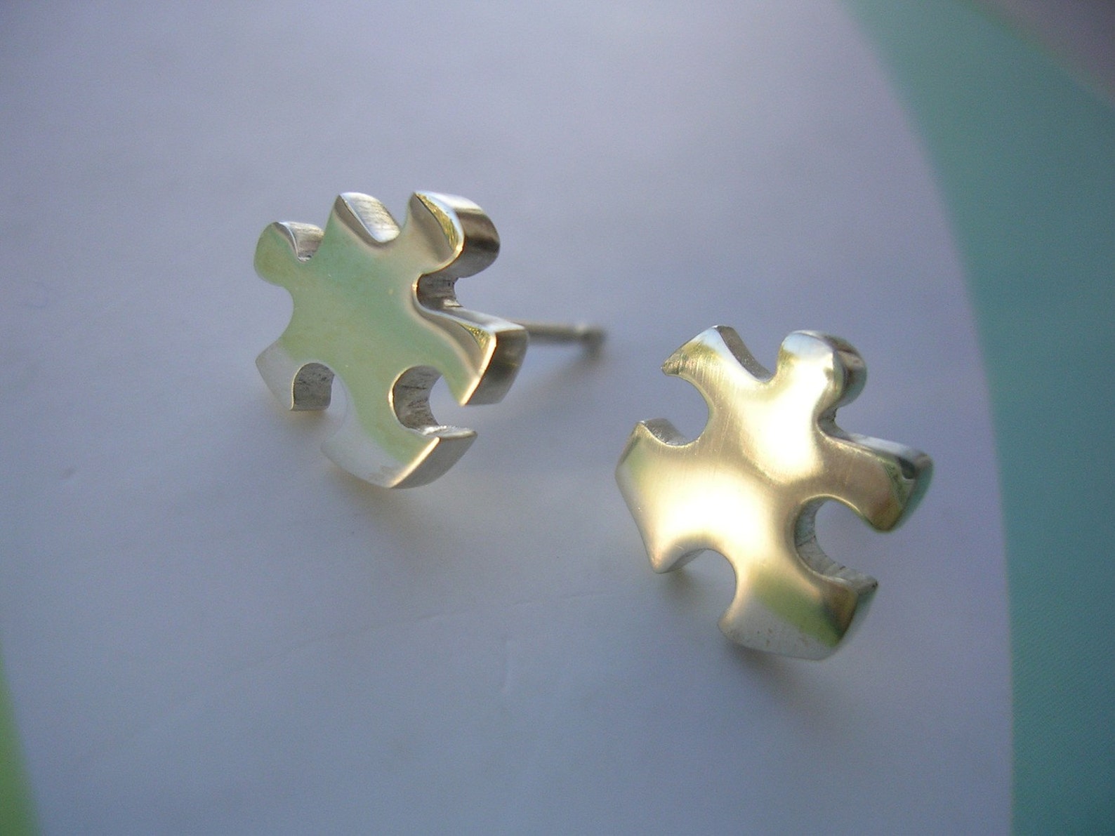 Jigsaw Puzzle Earrings Sterling Silver Argentium Silver Ear Etsy