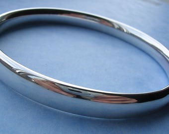 Solid Silver Bangle - Sterling Silver Comfort Fit Bangle. Heavyweight Silver Bracelet