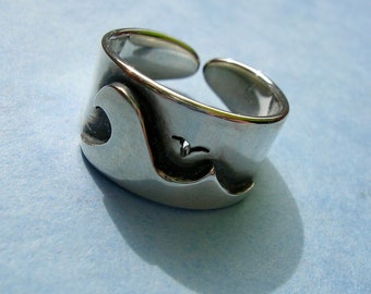 Zilveren golven teenring - Hoge kwaliteit sterling zilver 925.