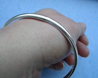 Simple Silver Bangle - 6mm wide - Solid Sterling Silver