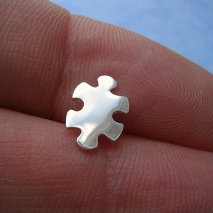 Mini Sterling Silver Puzzle Piece Earring - Men's or Women's Single Stud