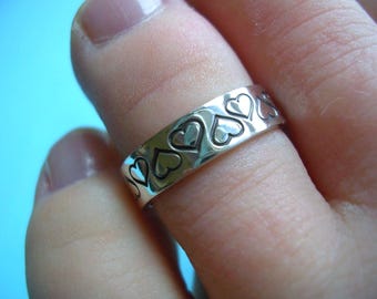 Sterling Silver 925 Heart Patterned Toe Ring